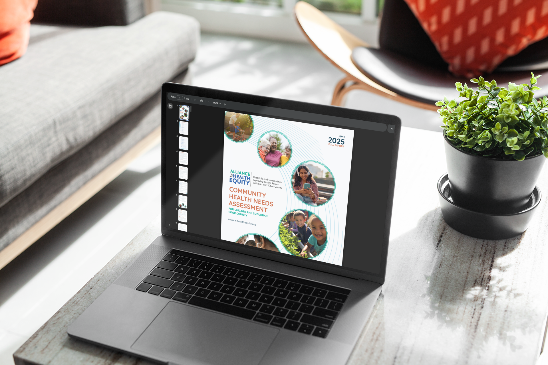 Computer Mockup Community Health Needs Assessment report pdf.